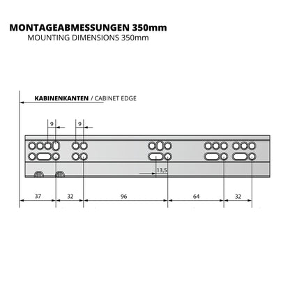Soft-Close Unterflurführungen Schubladenschienen, Vollauszug 250mm - 600mm – Furnica
