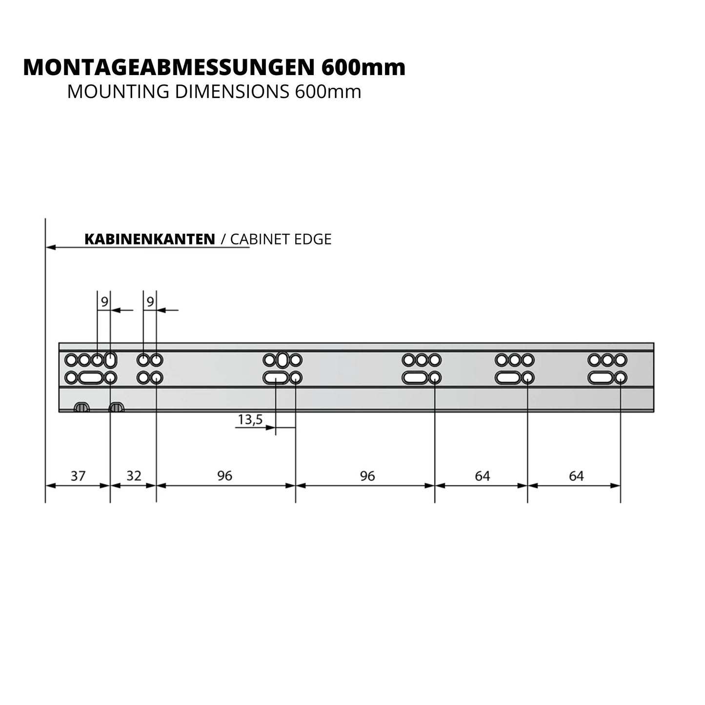 Soft-Close Unterflurführungen Schubladenschienen, Vollauszug 250mm - 600mm – Furnica