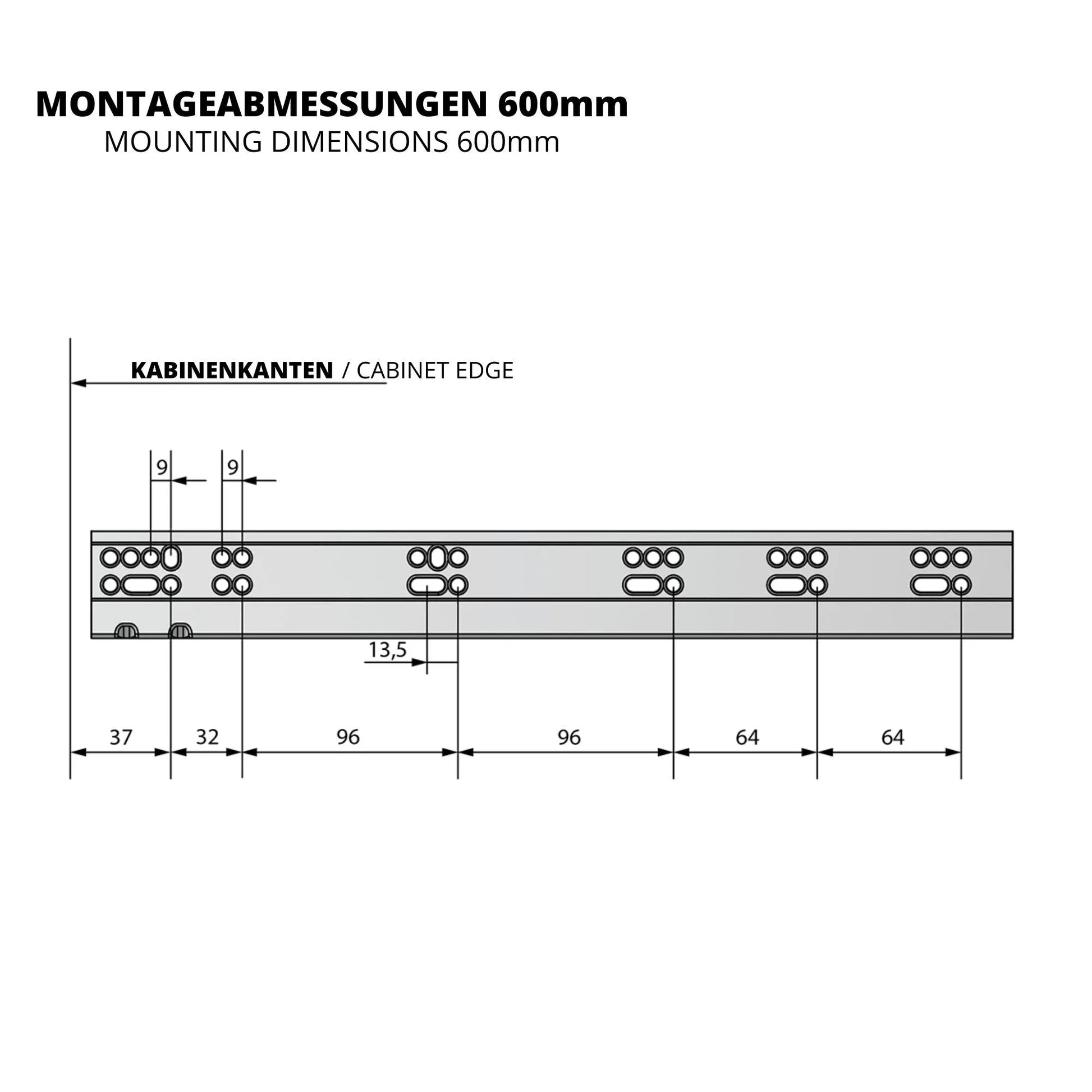 Soft-Close Unterflurführungen Schubladenschienen, Vollauszug 250mm - 600mm – Furnica