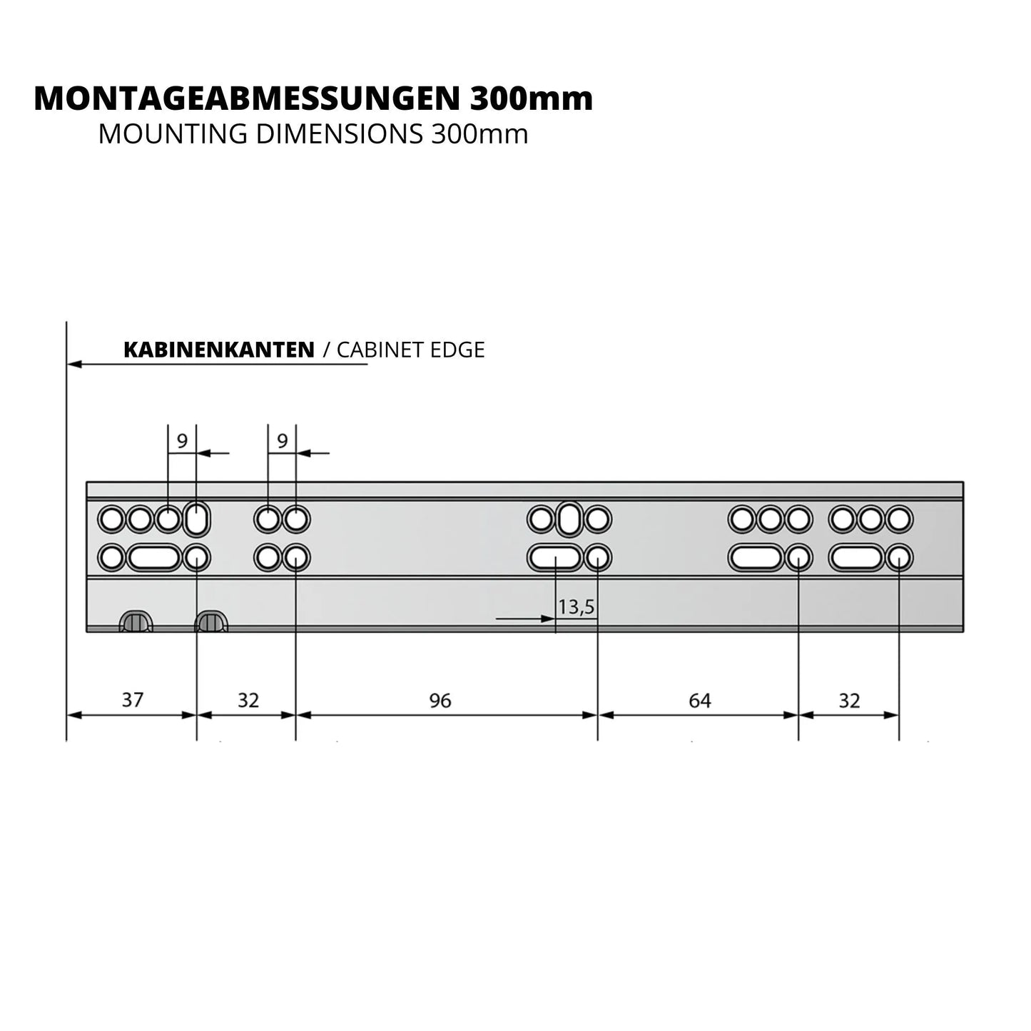 Soft-Close Unterflurführungen Schubladenschienen, Vollauszug 250mm - 600mm – Furnica