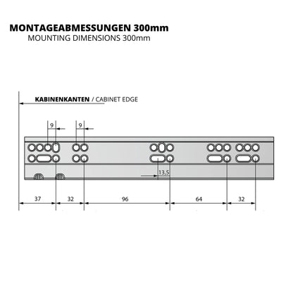 Soft-Close Unterflurführungen Schubladenschienen, Vollauszug 250mm - 600mm – Furnica