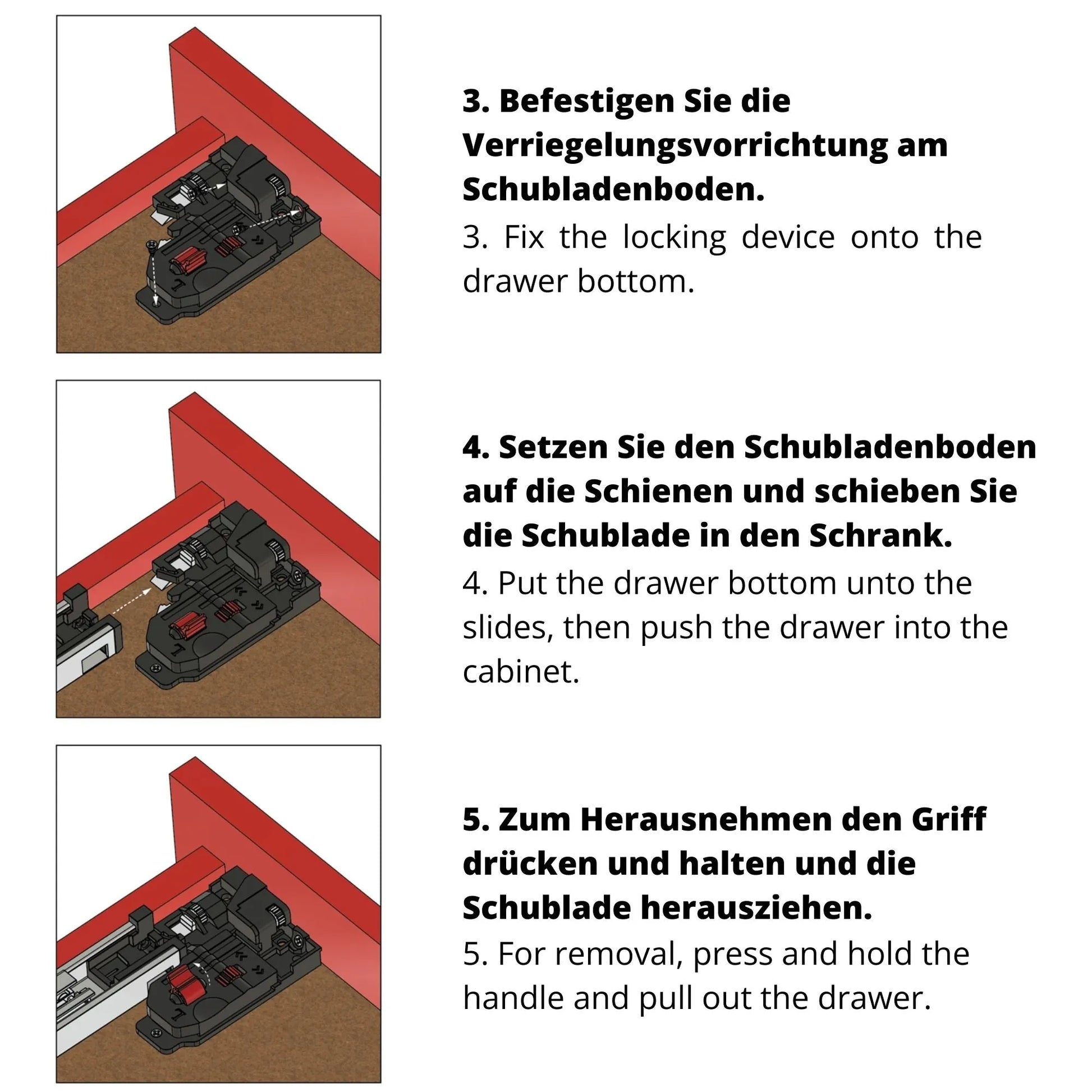 Soft-Close Unterflurführungen Schubladenschienen, Vollauszug 250mm - 600mm – Furnica