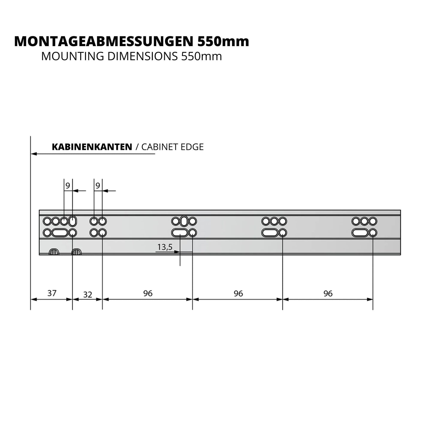 Soft-Close Unterflurführungen Schubladenschienen, Vollauszug 250mm - 600mm – Furnica