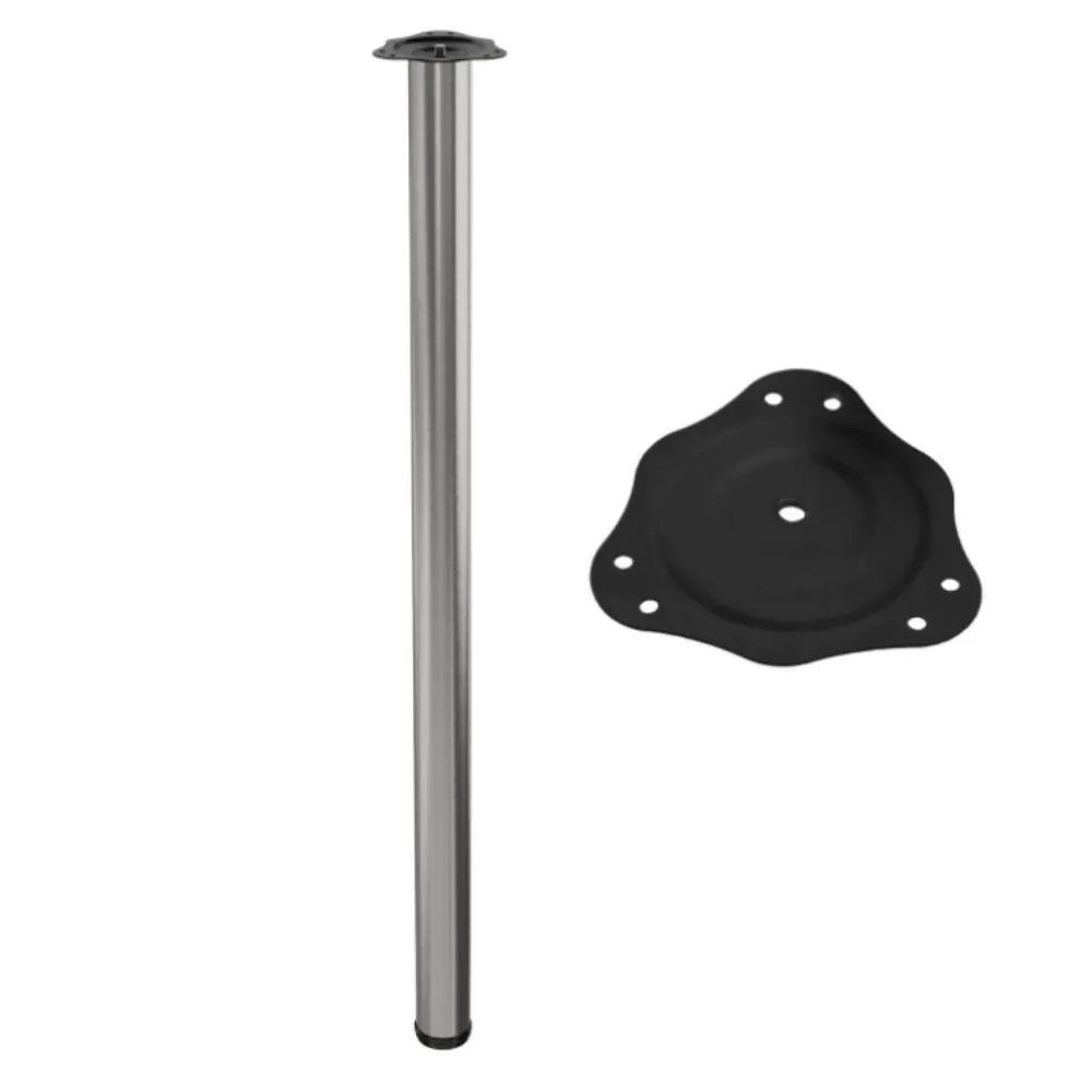Tischbein 110 cm hoch - Stahl montageplatte - Gebürsteter Edelstahl – Furnica