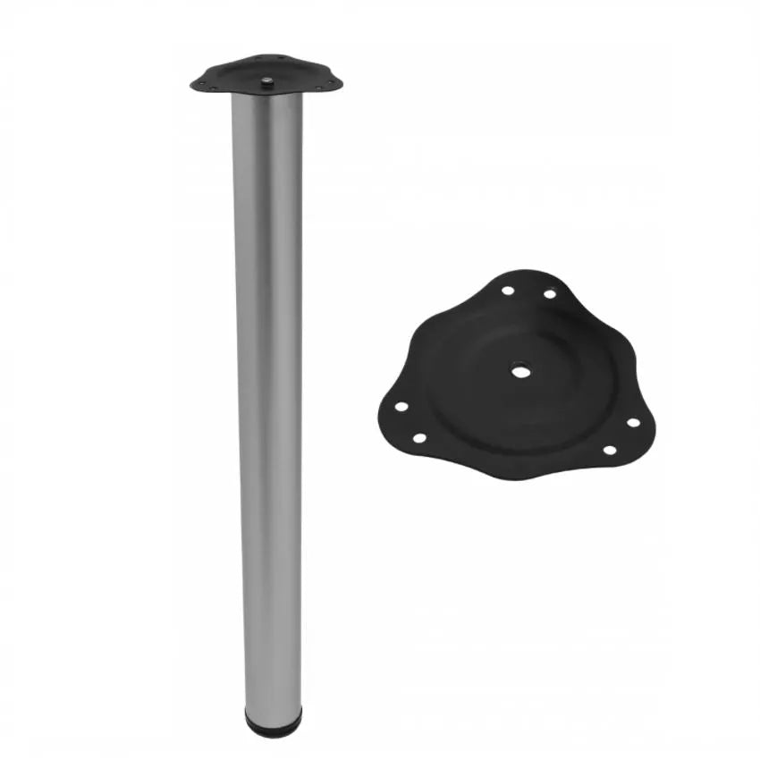 Tischbein 71 cm hoch - Stahl Montageplatte - Aluminium – Furnica
