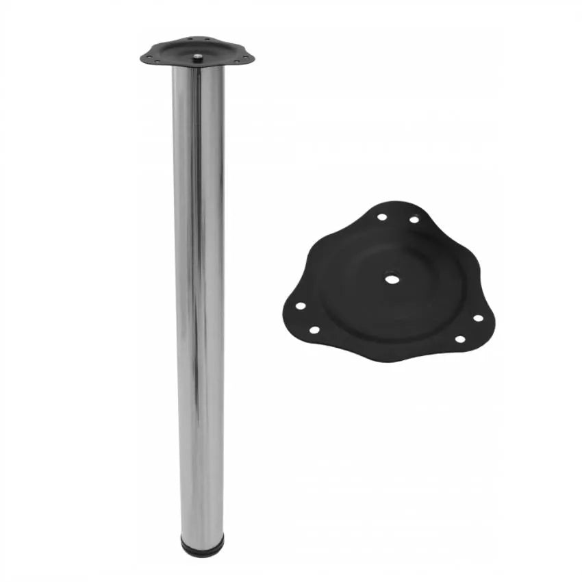 Tischbein 71 cm hoch - Stahl Montageplatte - Gebürsteter Edelstahl – Furnica