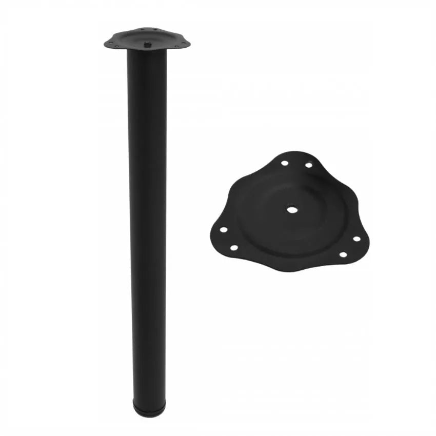 Tischbein 71 cm hoch - Stahl Montageplatte - Schwarz – Furnica