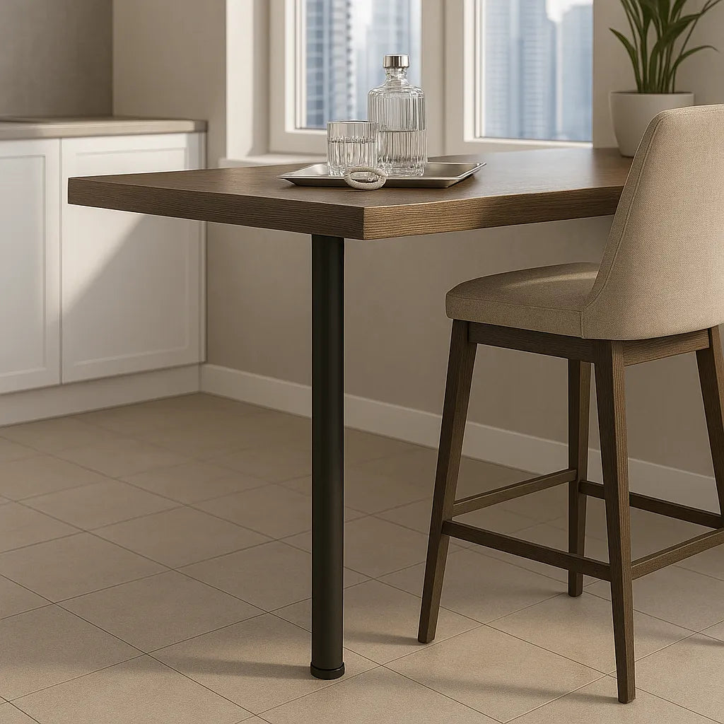 Tischbein 71 cm hoch - Stahl Montageplatte - Schwarz – Furnica