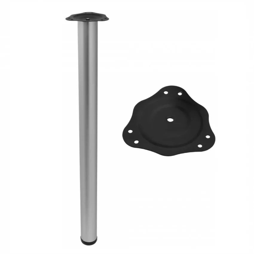 Tischbein 82 cm hoch - Stahl Montageplatte - Aluminium – Furnica