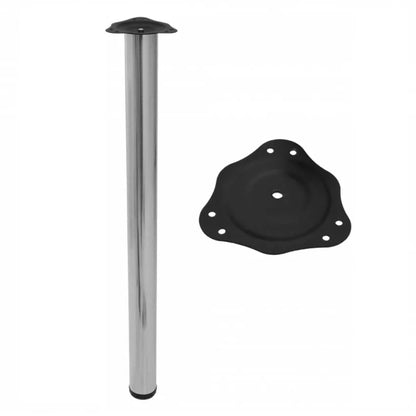 Tischbein 82 cm hoch - Stahl Montageplatte - Gebürsteter Edelstahl – Furnica