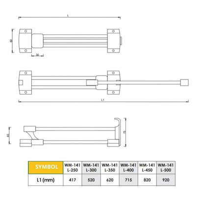 Versenkbarer Kleiderbügel 350mm - Chrom – Furnica