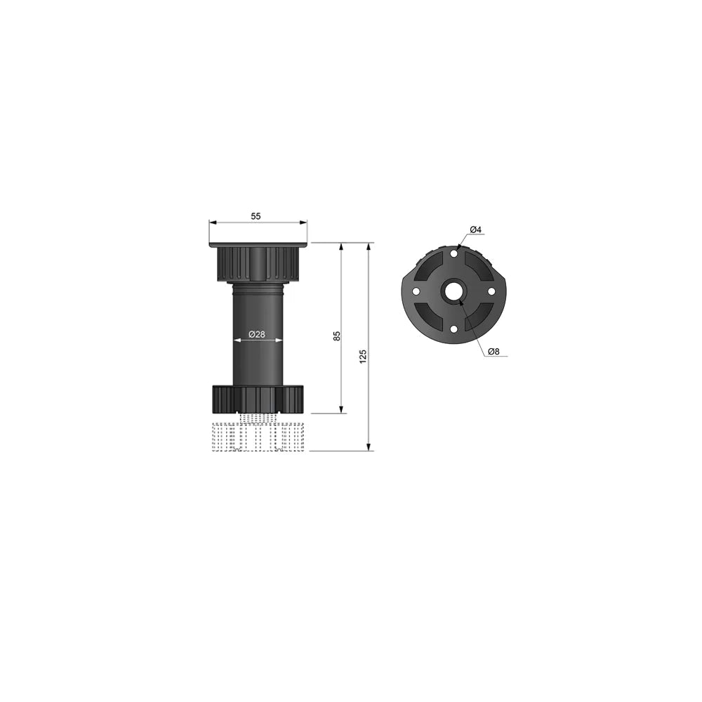 Verstellbare Küchenfüße 100mm - Schwarz – Furnica