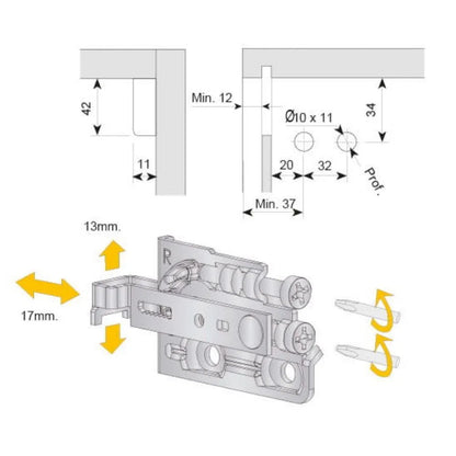 Verstellbare Schrankhalterung  L+R - 3D Premium - Braun – Furnica