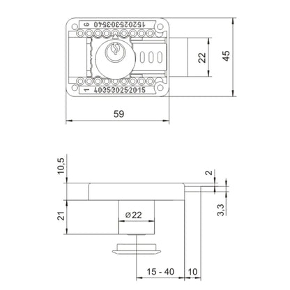 Verstellbares Möbelschloss 22x21mm – Furnica