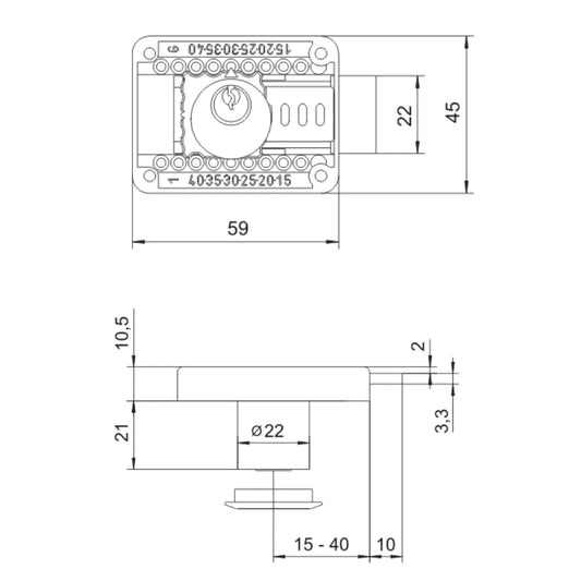 Verstellbares Möbelschloss 22x21mm – Furnica