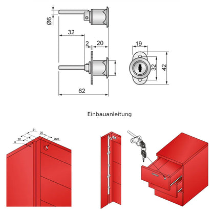 Zentral Schließzylinder 19x20mm, Chrom – Furnica