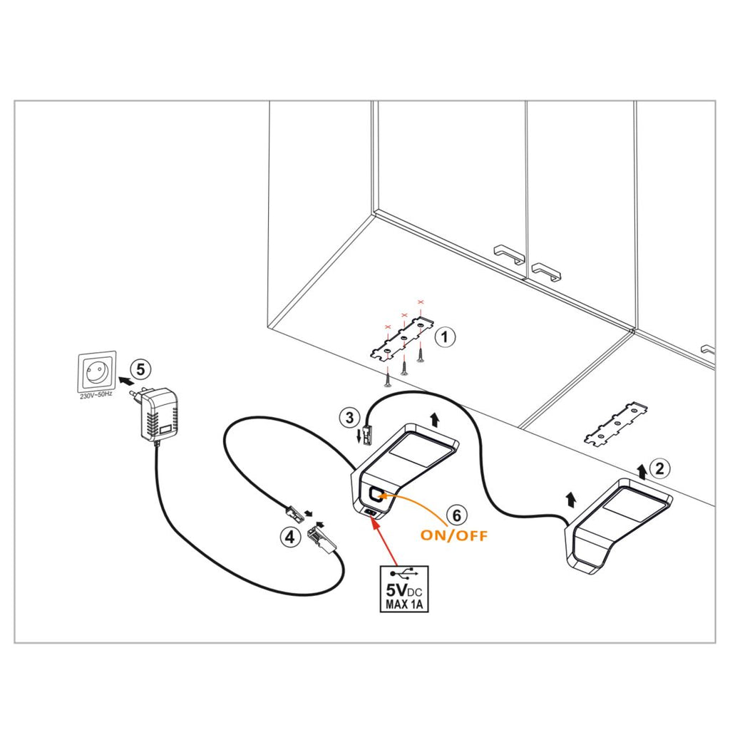 3 Wandhängeschrank LED Lampen + Netzteil (F03)