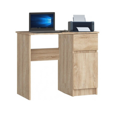 BEN - Schreibtisch mit 1 Schublade und 1 Tür H76cm B90cm T50cm Rechts - Sonoma Eiche