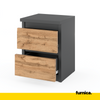 GABRIEL - Nachttisch - Nachtschrank mit 2 Schubladen - Anthrazit Grau / Wotan Eiche H40cm B30cm T30cm