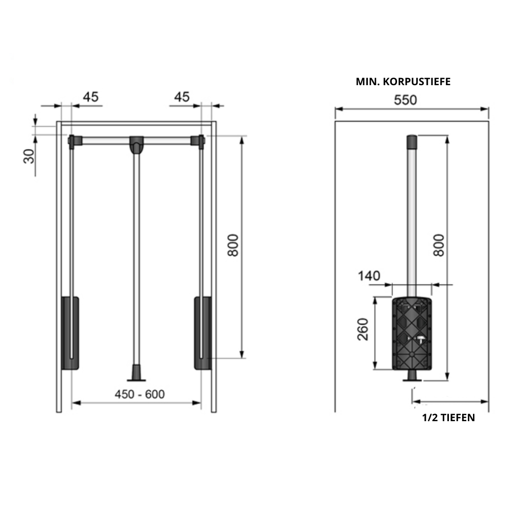 Kleiderlift 450-600mm