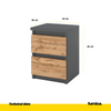 GABRIEL - Nachttisch - Nachtschrank mit 2 Schubladen - Anthrazit Grau / Wotan Eiche H40cm B30cm T30cm