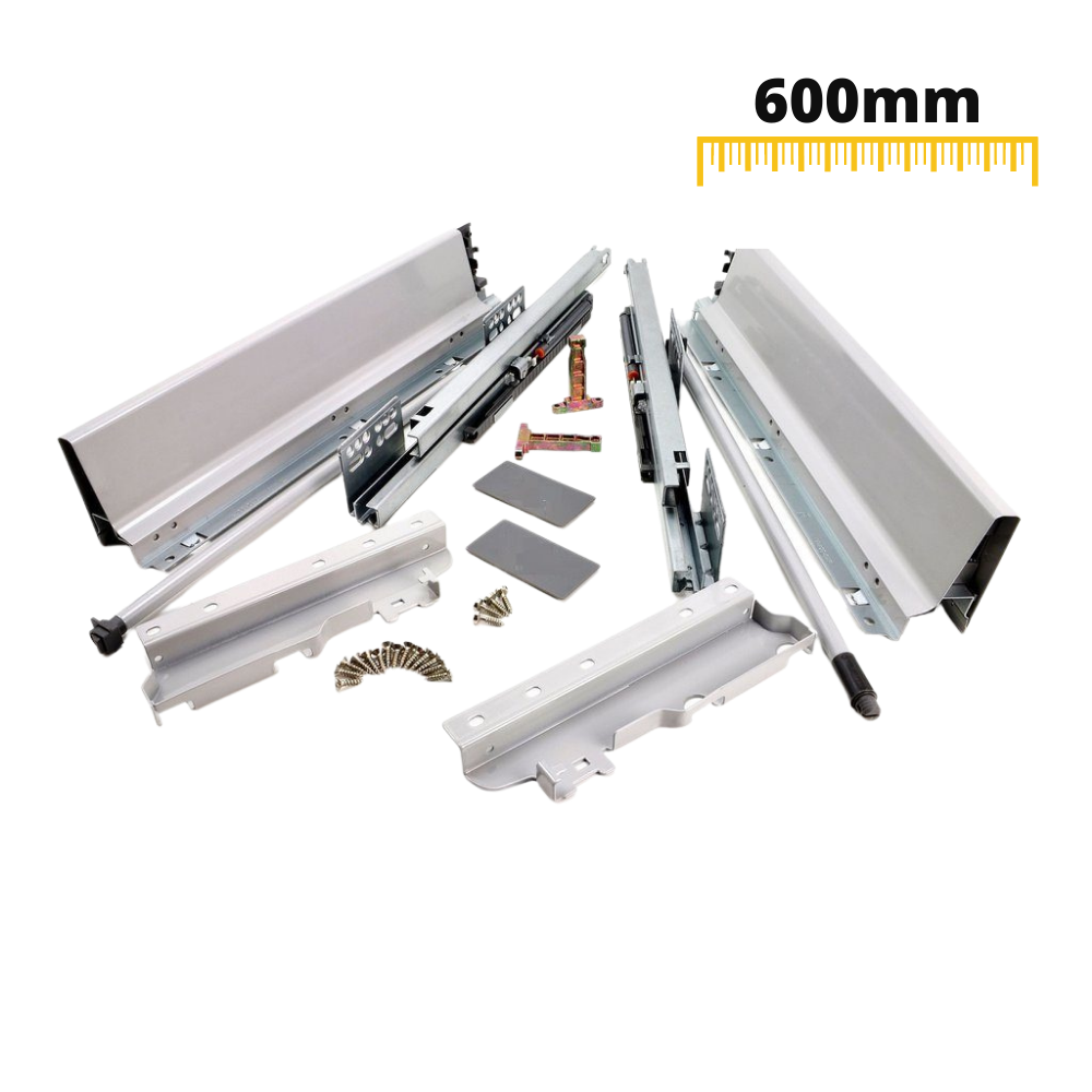 Soft-Close Schubladensystem, HOCH, H: 185mm, Grau 600mm