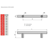 T-Bar Möbelziehgriff 128mm (200mm Gesamtlänge) Gebürsteter Stahl/Nickel