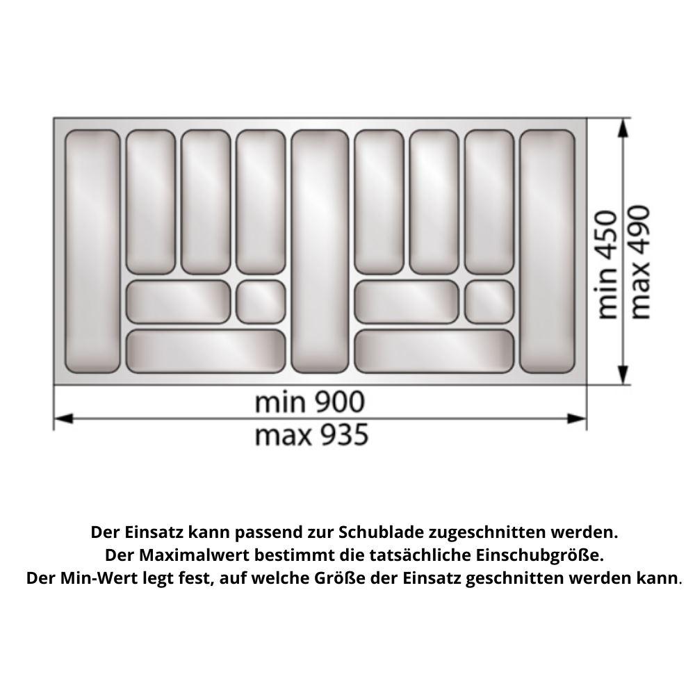 Besteckkasten für Schubladen 1000mm Breit - Metallic