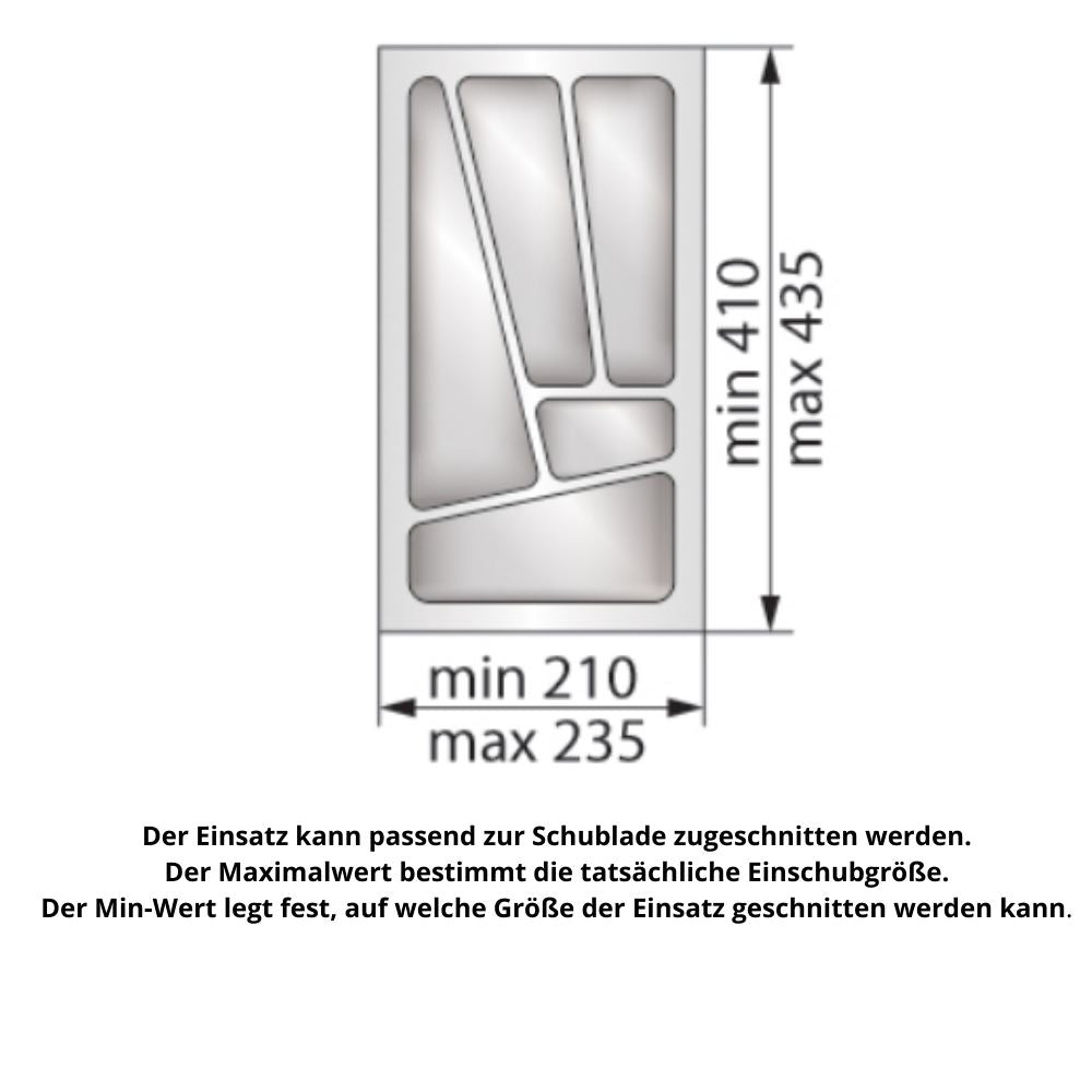 Besteckeinsatz für Schublade, Korpusbreite: 300mm, Tiefe: 430mm - Metallic