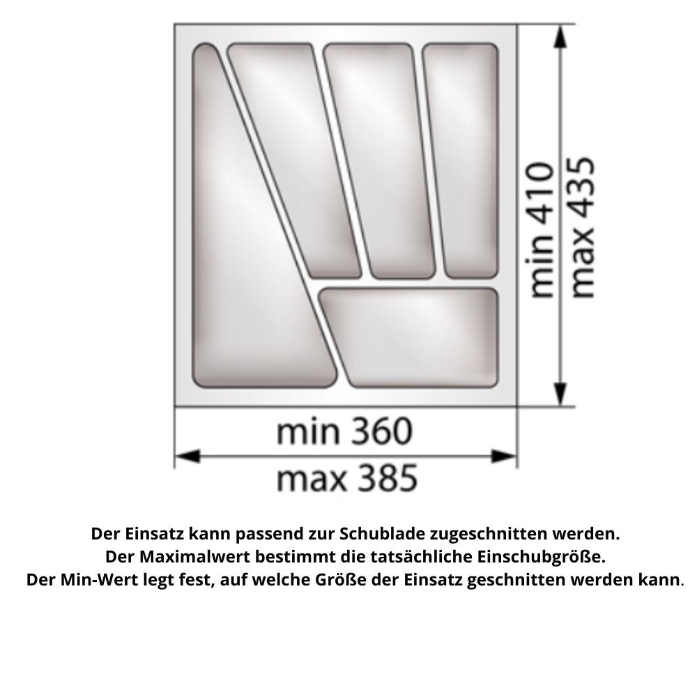 Besteckeinsatz für Schublade, Korpusbreite: 450mm, Tiefe: 430mm - Weiß