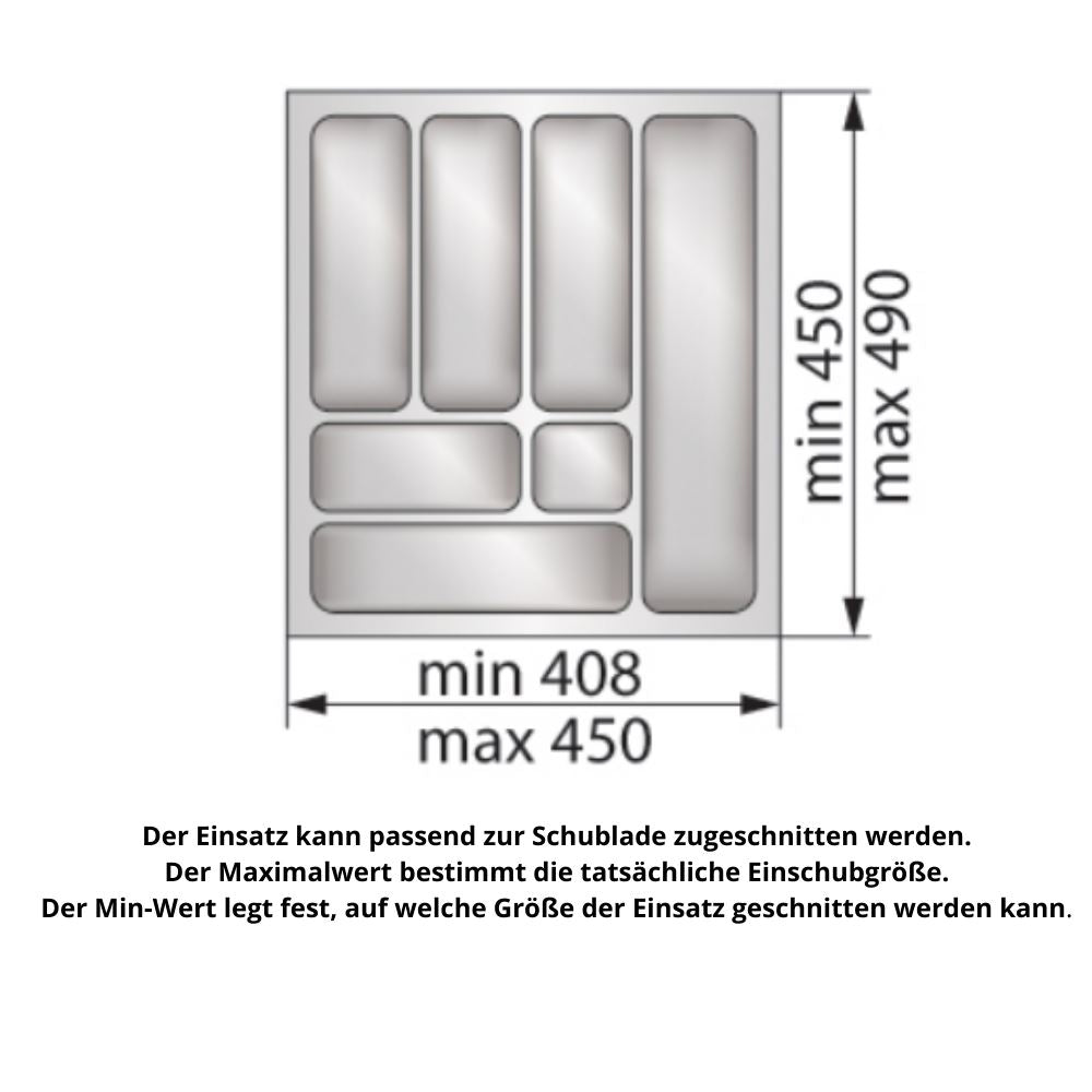 Besteckeinsatz für Schublade, Korpusbreite: 500mm, Tiefe: 490mm - Weiß