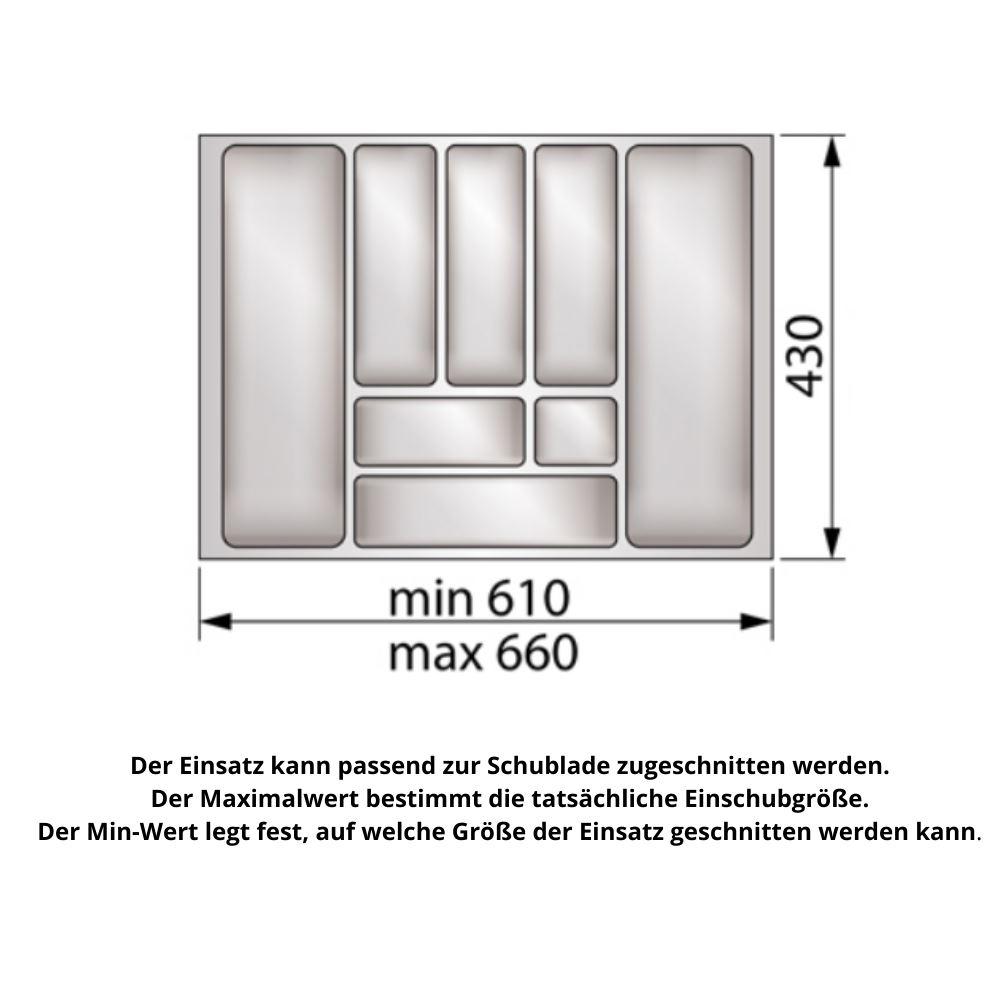 Besteckkasten für Schubladen 700mm Breit - Metallic